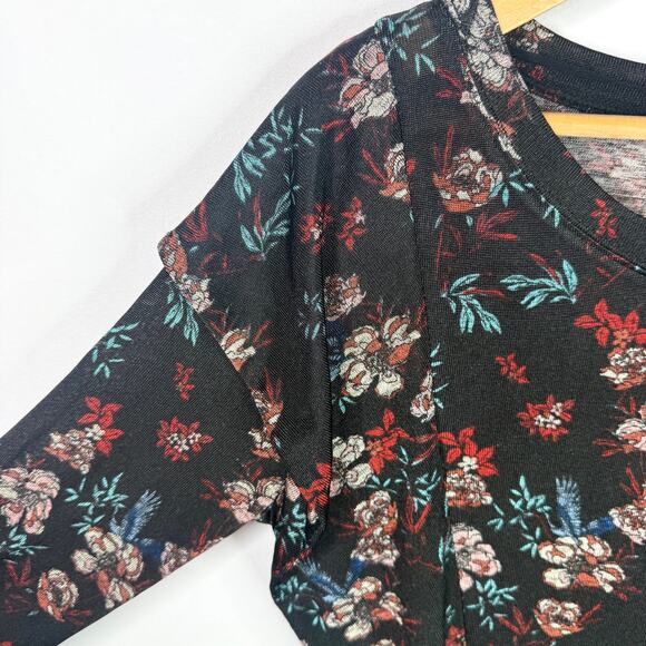 Free People Black Floral Dock Street Top MD - Picture 5 of 8